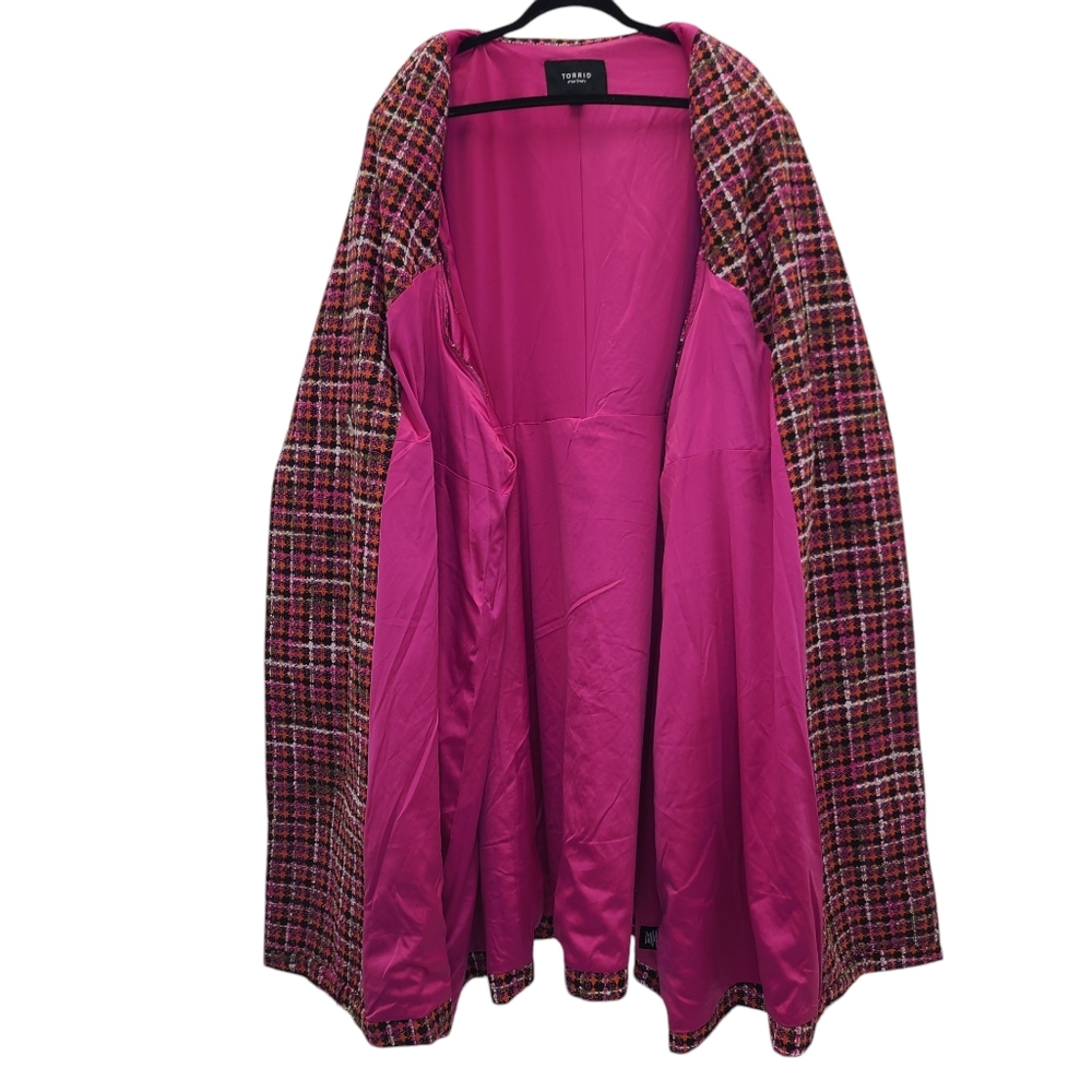 Torrid Boucle Statement Coat Plaid Pink 18333568 6X/30 Plus Size - Picture 4 of 14